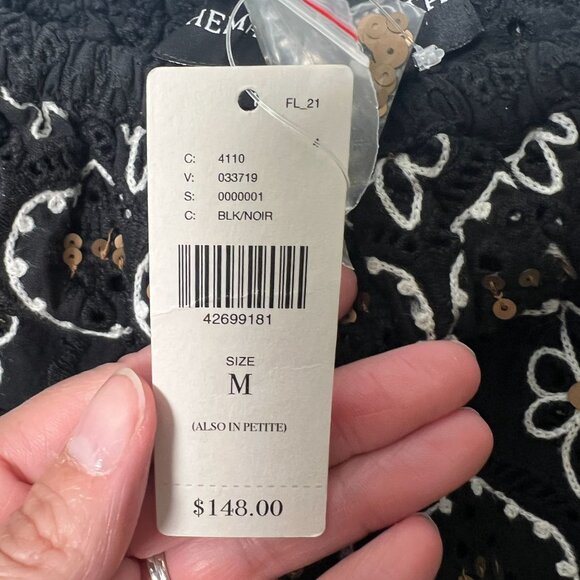 NWT Hemant and Nandita Mavra Off Shoulder Blouse Black White Sequin Embroidery M - Picture 13 of 13